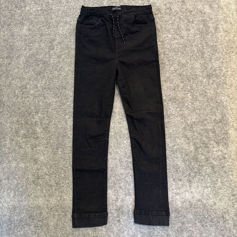 Steve's Jeans Boys‎ Skinny Drawstring Jogger Size 16 Black Dark Wash Denim